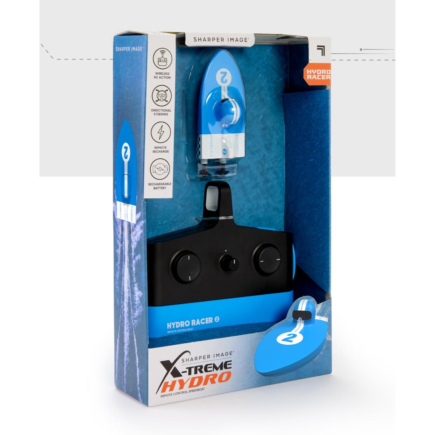 Sharper Image® X-Treme Hydro RC Speedboat, Blue, Group Boat Racing High Speed Toy for Kids 6+ Years, Rechargeable Battery, Portable & Easy Steering