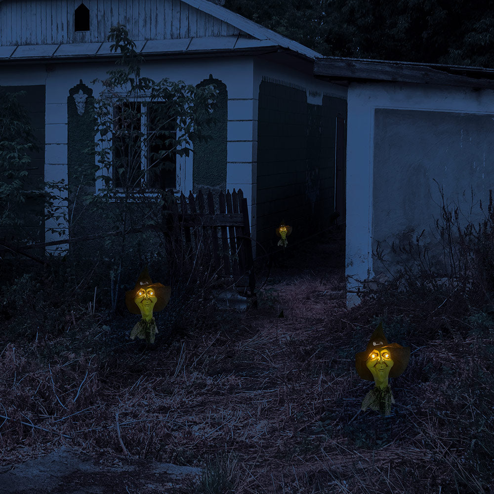 Mad Toys Spooky 3-Pieces Witch Pathway Lights Marker with Stakes Halloween Decoration