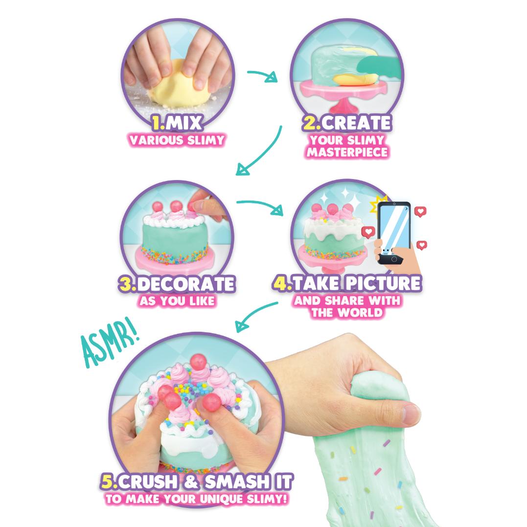 Slimy Sugary Crush™ DIY ASMR Pastry Series 1 Party Cake Maker Set, Safe Non-Toxic, BPA & Gluten Free
