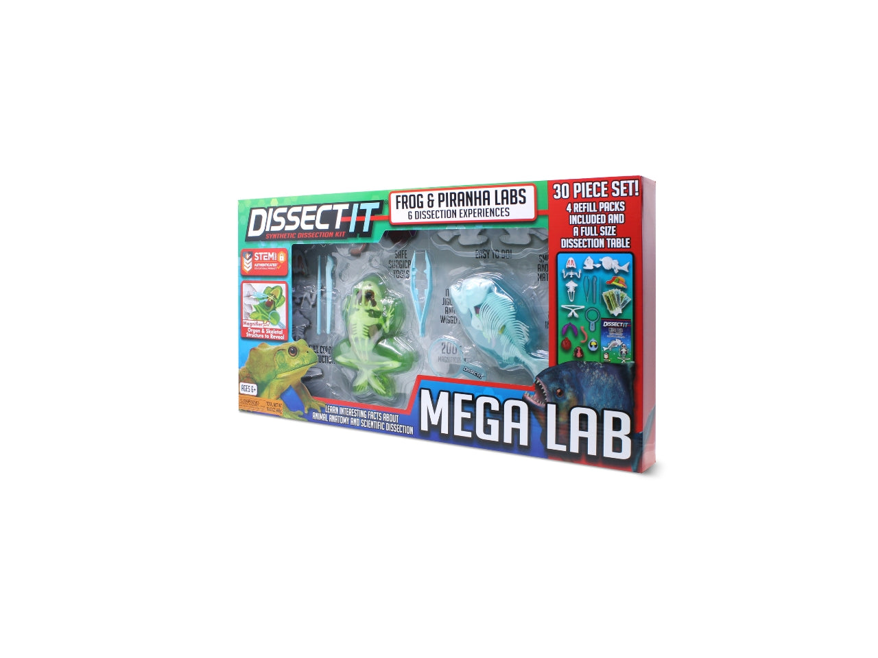Slimy Dissect-It Mega Lab Frog & Piranha Edition with Magnifying Glass + 2 Refill Packs