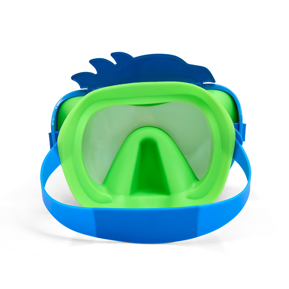 Aqua2ude Dino Blue Green Kids Swim Mask, Anti-Fog, UV Protection, Leak-Proof, Wide Field of Vision, Comfortable Full-Face Design for Boys & Girls, Perfect for Pool & Beach