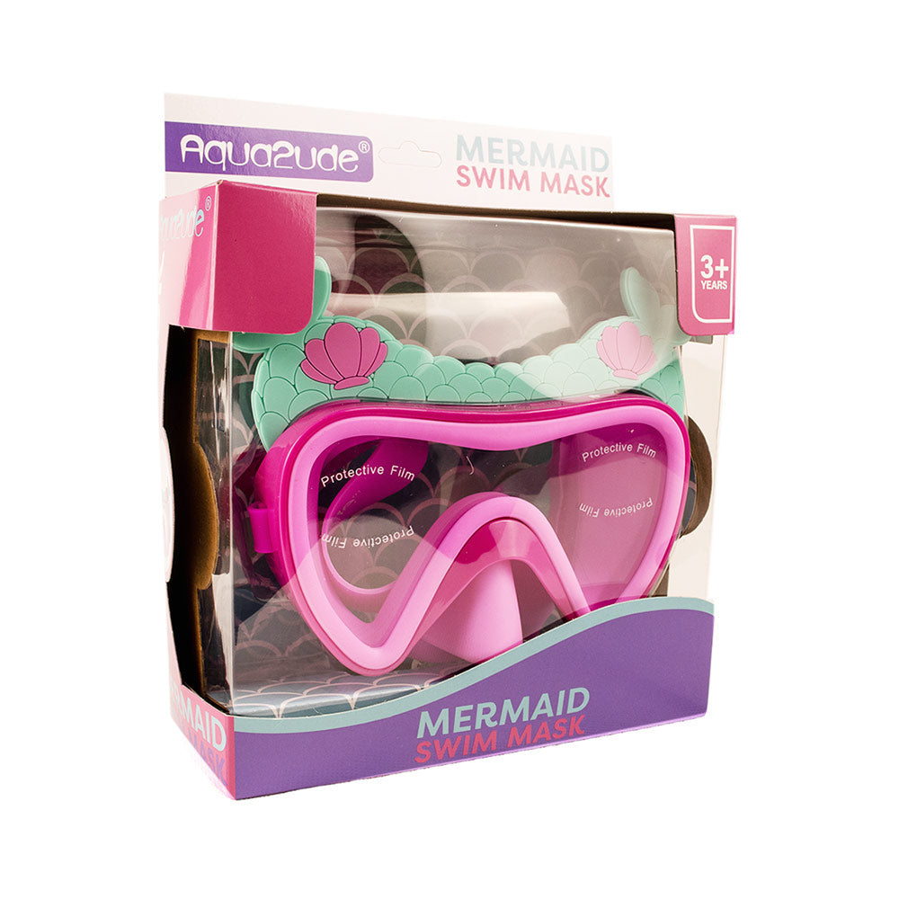 Aqua2ude Mermaid Tail Pink Kids Swim Mask, Anti-Fog, UV Protection, Leak-Proof, Wide Field of Vision, Comfortable Full-Face Design for Boys & Girls, Perfect for Pool & Beach