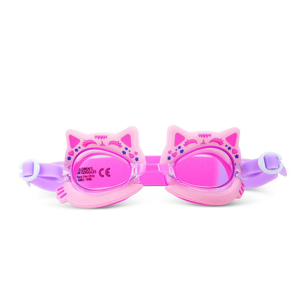 Aqua2ude Mini Meow Purple Anti-Fog, Polarized, UV Protection Kids Swim Goggles