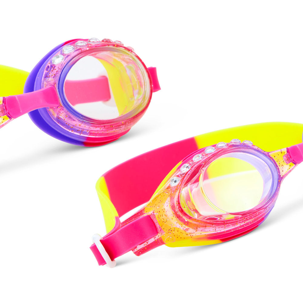 Aqua2ude Glitter Rhinestone Purple Anti-Fog, Polarized, UV Protection Kids Swim Goggles