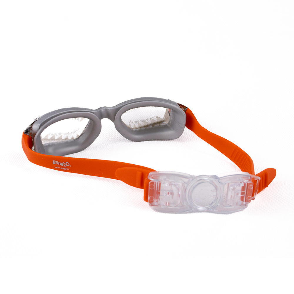 Bling2o Shark Grey Jaws Anti Fog, No Leak, Non Slip and UV Protection Kids' Swim Goggles