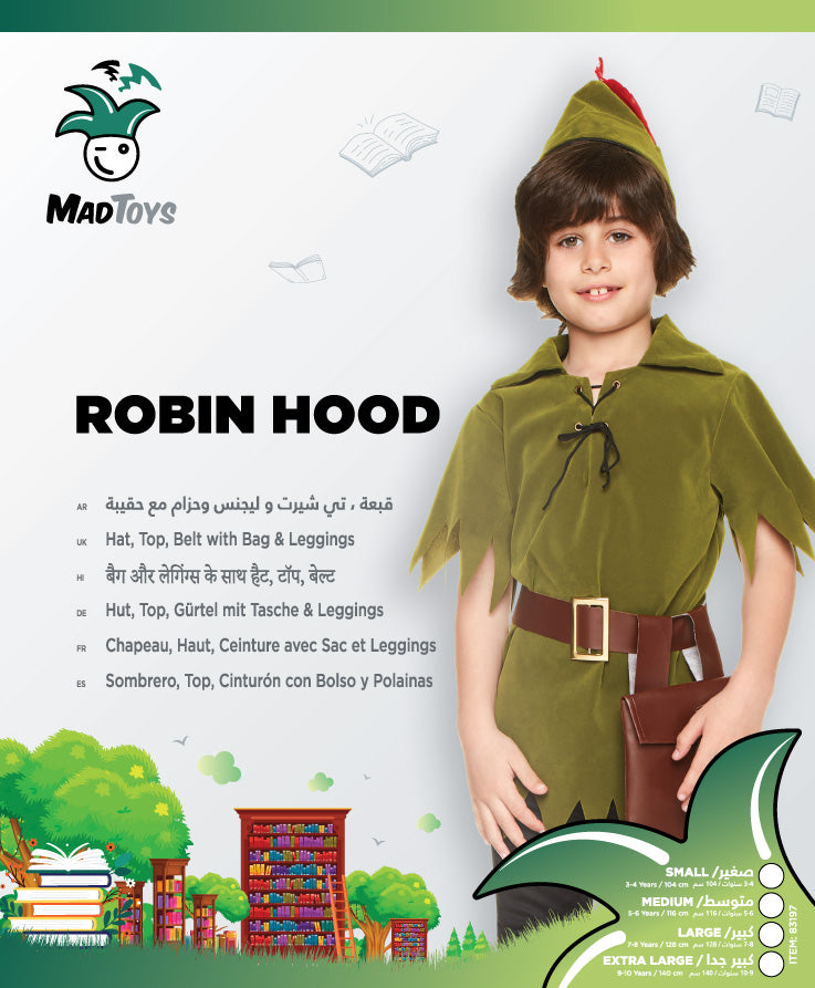 Mad Toys Robin Hood Book Week and World Book Day Halloween Costumes