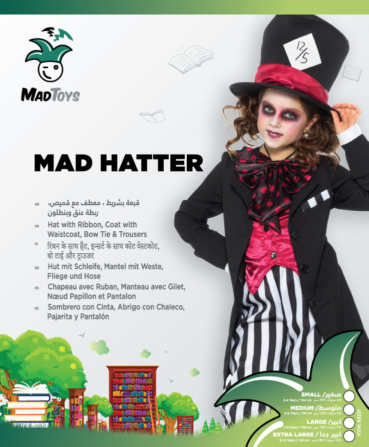Mad Toys Mad Hatter Book Week and World Book Day Halloween Costumes