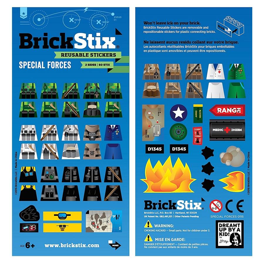 Special Forces themed stickers in a blue pack