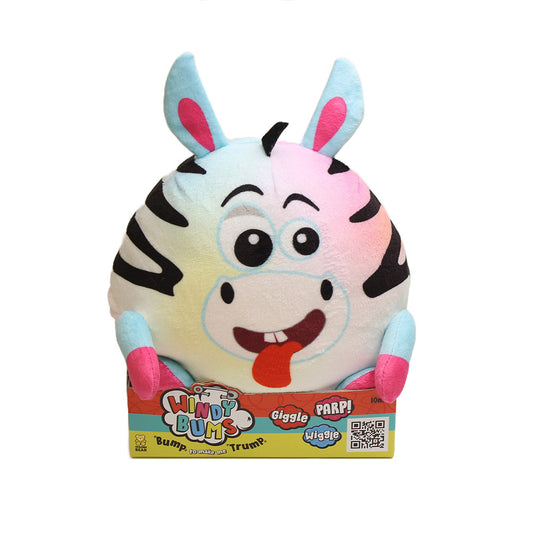 Windy Bums Zebra Cheeky Trumping Toy Funny Gift Cuddly Zebra Stuffed Toy Parps, Wiggles and Giggles Funny Sounds and Moves Around, Silly Fun for Everyone