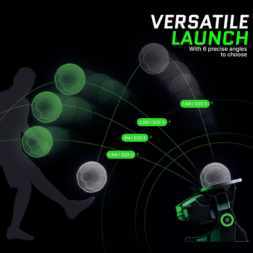 Strikesphere Soccer Launcher Smart Football Training Customisable Universal Launcher for Volleys, Control & Precision, Fires up to 13ft, LED Audio Countdown