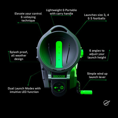 Strikesphere Soccer Launcher Smart Football Training Customisable Universal Launcher for Volleys, Control & Precision, Fires up to 13ft, LED Audio Countdown