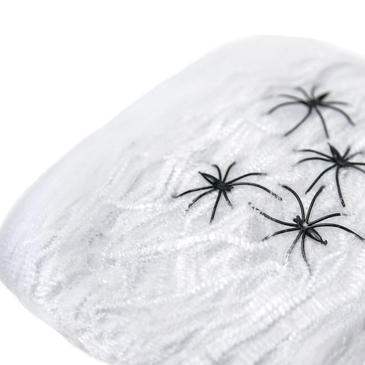 Mad Toys White Spider Web with Black Spiders Halloween Decorations