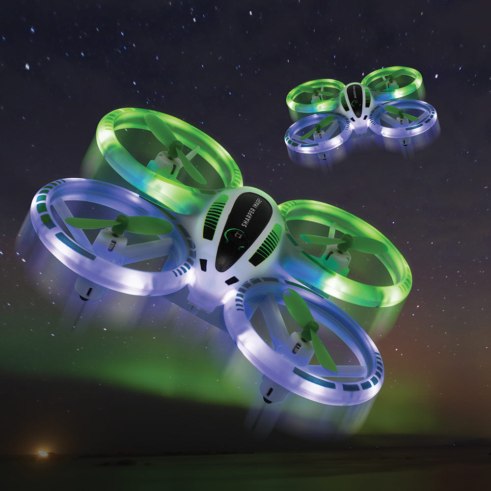 Sharper Image 2.4GHz RC Quadcopter Plane Glow Up Beginners Mini Stunt Drone with LED Lights & Rechargeable Battery for Kids 8+ Years