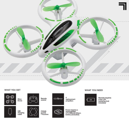 Sharper Image 2.4GHz RC Quadcopter Plane Glow Up Beginners Mini Stunt Drone with LED Lights & Rechargeable Battery for Kids 8+ Years