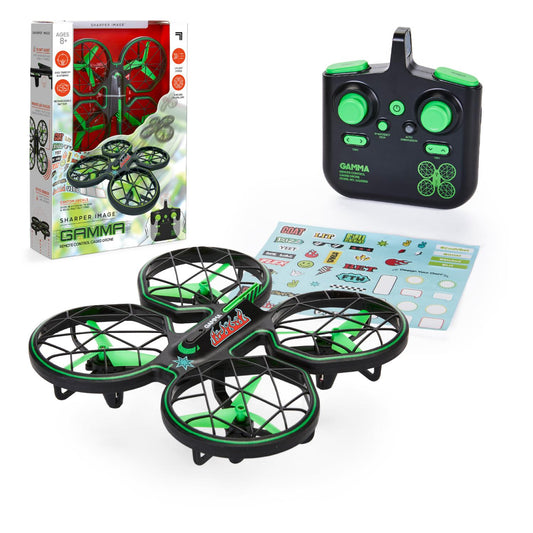 Sharper Image® Gamma RC Caged Drone 6.9inch 150 Feet Range Remote Control Toy for Kids 8+ Years, with 40 Reusable Stickers for Personalized Design