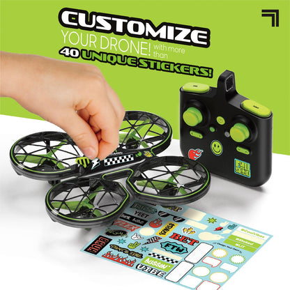Sharper Image® Gamma RC Caged Drone 6.9inch 150 Feet Range Remote Control Toy for Kids 8+ Years, with 40 Reusable Stickers for Personalized Design