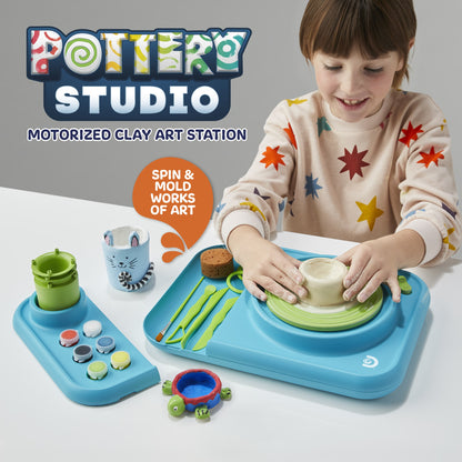 Discovery Kids Spin and Mold Pottery Studio STEM Toy Motorized Clay Art Station, Shape Sculpt Paint