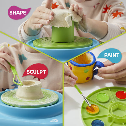 Discovery Kids Spin and Mold Pottery Studio STEM Toy Motorized Clay Art Station, Shape Sculpt Paint