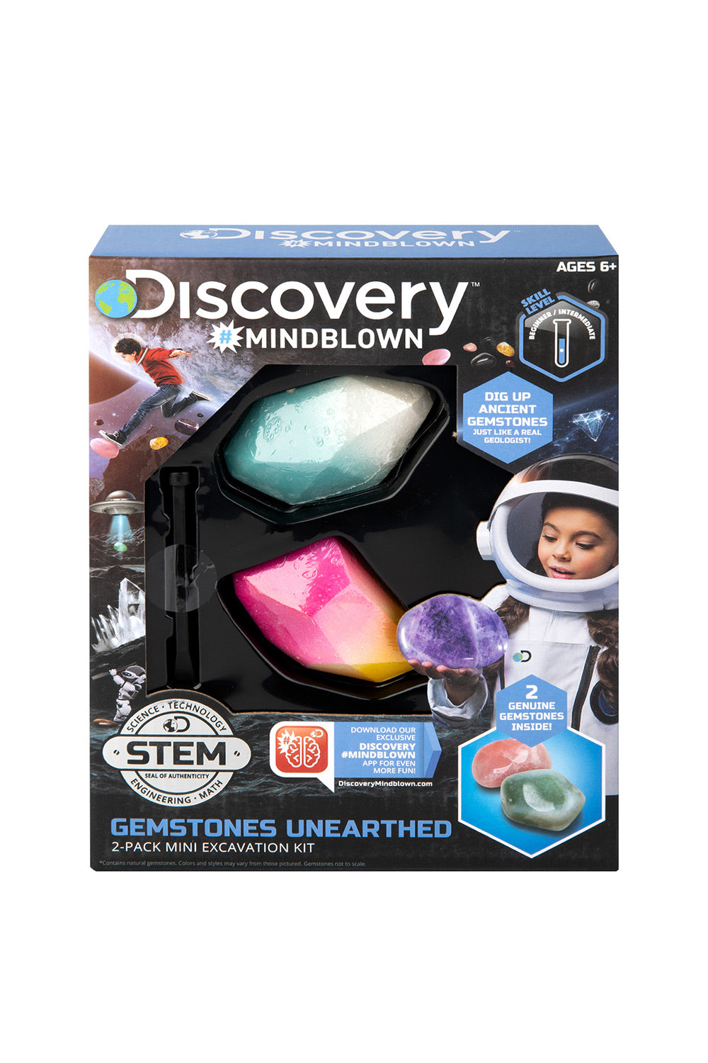 Discovery Mindblown Mini Unearthed Gemstones Dig Set, 2 Pack Excavation Kit