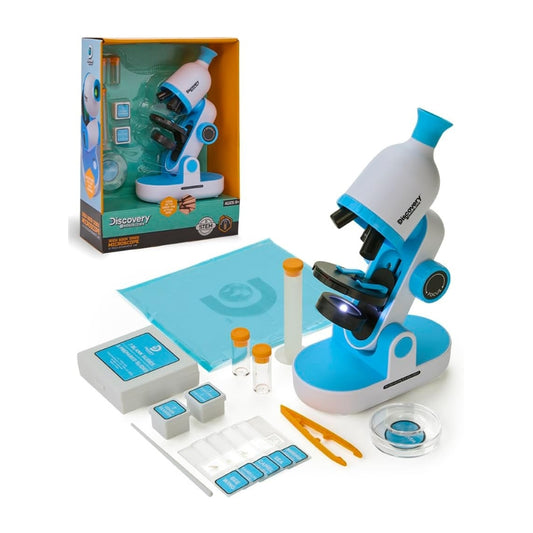 Kids Early Explorers Microscope Set with Built-In Light and Tools Science Kit, STEM Toy for Kids