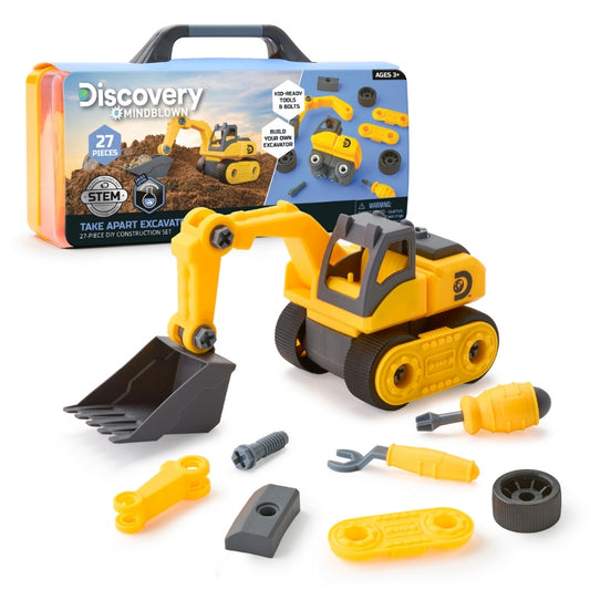 Take Apart DIY Excavator Construction 27-piece Set STEM Toy for Early Engineering, Science Kit for Kids