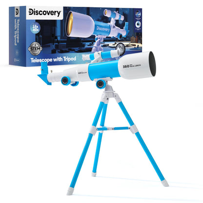 Discovery™ # MINDBLOWN STEM Toy Telescope with Adjustable Tripod, View Object 60x Closer, for Astronomy Beginners 6+ Years