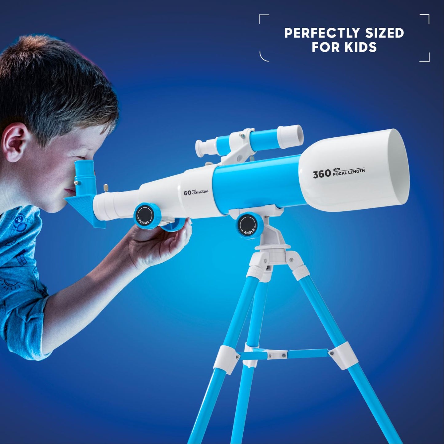 Discovery™ # MINDBLOWN STEM Toy Telescope with Adjustable Tripod, View Object 60x Closer, for Astronomy Beginners 6+ Years