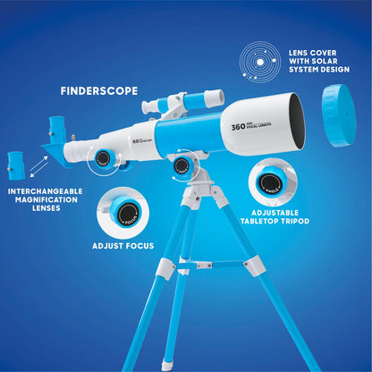 Discovery™ # MINDBLOWN STEM Toy Telescope with Adjustable Tripod, View Object 60x Closer, for Astronomy Beginners 6+ Years