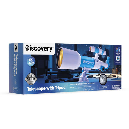 Discovery™ # MINDBLOWN STEM Toy Telescope with Adjustable Tripod, View Object 60x Closer, for Astronomy Beginners 6+ Years