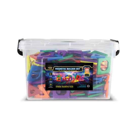 Mad Toys Magnetic Builder Set 200 Pieces Multicolour Magnetic Construction Tiles STEM Educational Building Toy for Kids, Creative Learning, Fine Motor Skills & Imaginative Play, Ages 3+