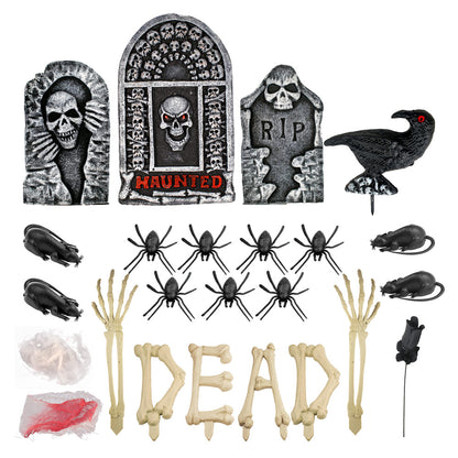 Mad Toys Creepy 24-Piece Tombstone Set Halloween Decoration