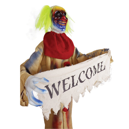 Mad Toys Creepy 72" Standing & Shaking "Welcome" Banner Clown Halloween Decoration