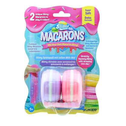 Slimy Coloured Macarons 2-Piece Set – Stretchy, Squeezy Slime with Amazing Mix-Ins – Swiss Formula, Nontoxic, Collectible Blister Card Toy for Kids