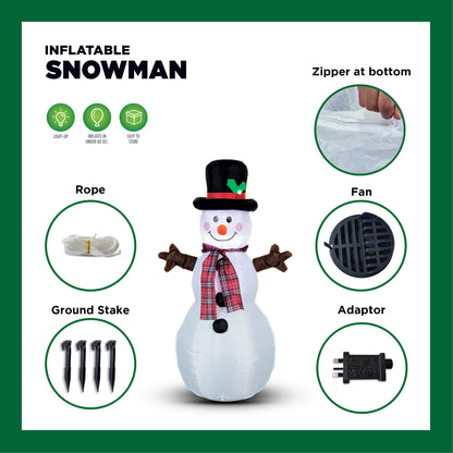 Mad Toys 4 Feet Inflatable Snowman Xmas Indoor & Outdoor Blow Up Holiday Decorations