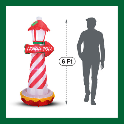 Mad Toys 6 Feet Inflatable Festive North Pole Marker Xmas Indoor & Outdoor Blow Up Holiday Decorations