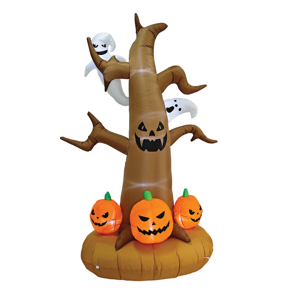 Mad Toys 8 Feet Inflatable Spooky Tree with Pumpkin and Ghosts Halloween Decorations