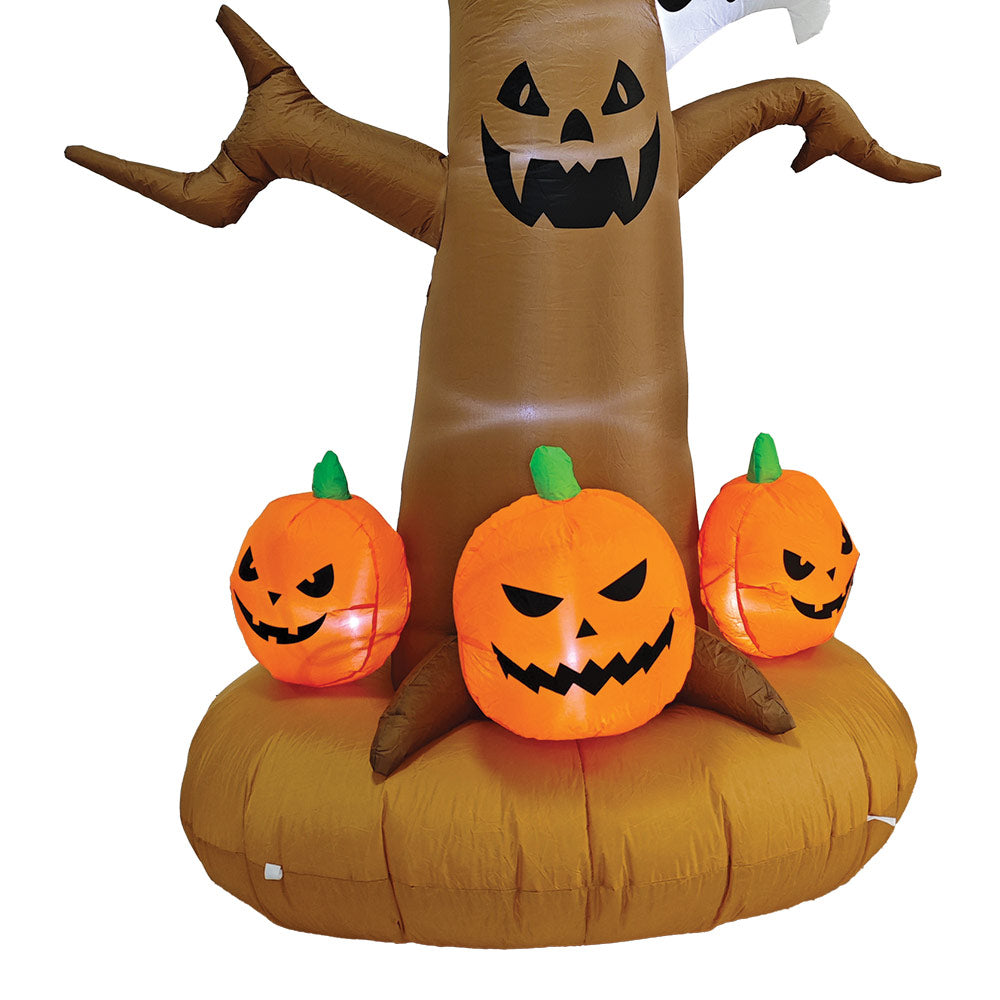 Mad Toys 8 Feet Inflatable Spooky Tree with Pumpkin and Ghosts Halloween Decorations