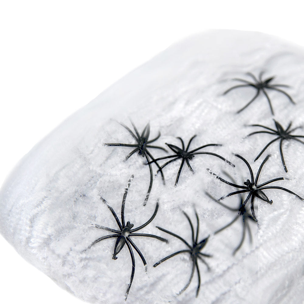 Mad Toys Creepy 8-Piece Black Spiders with White Spider Web Halloween Decoration