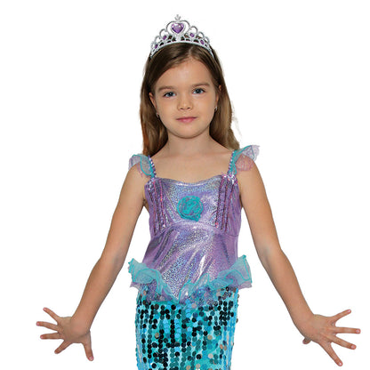 Mad Toys Mermaid Princess Fancy Dress with Tiara Girls Costume
