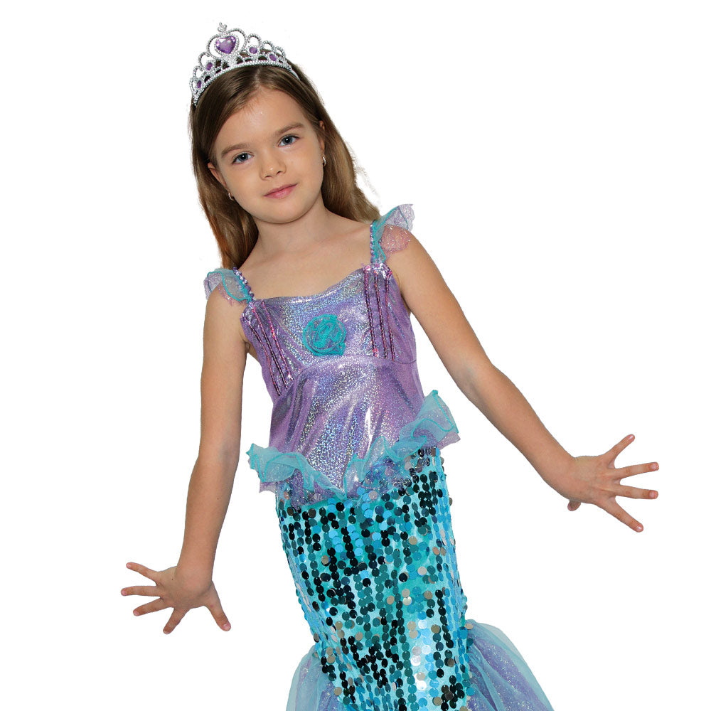Mad Toys Mermaid Princess Fancy Dress with Tiara Girls Costume