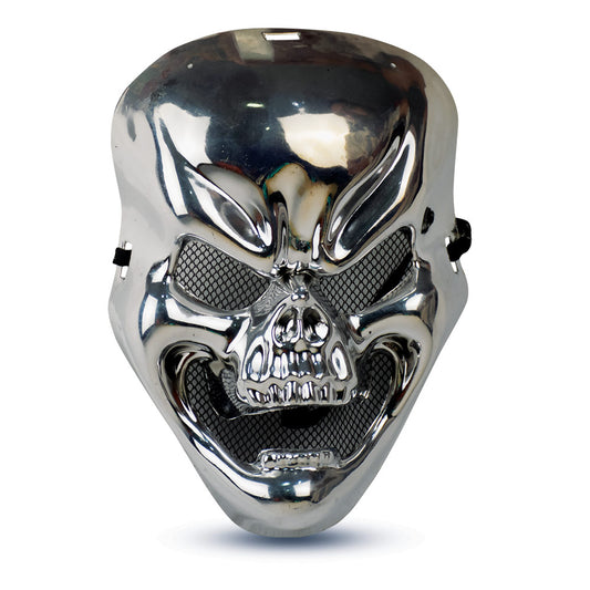 Mad Toys Spooky Metallic Silver Skull Mask Halloween Costume Accessories