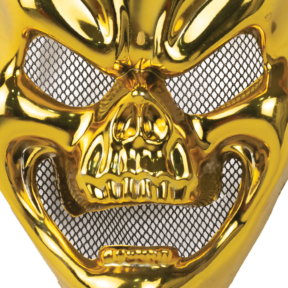 Mad Toys Spooky Metallic Gold Skull Mask Halloween Costume Accessories