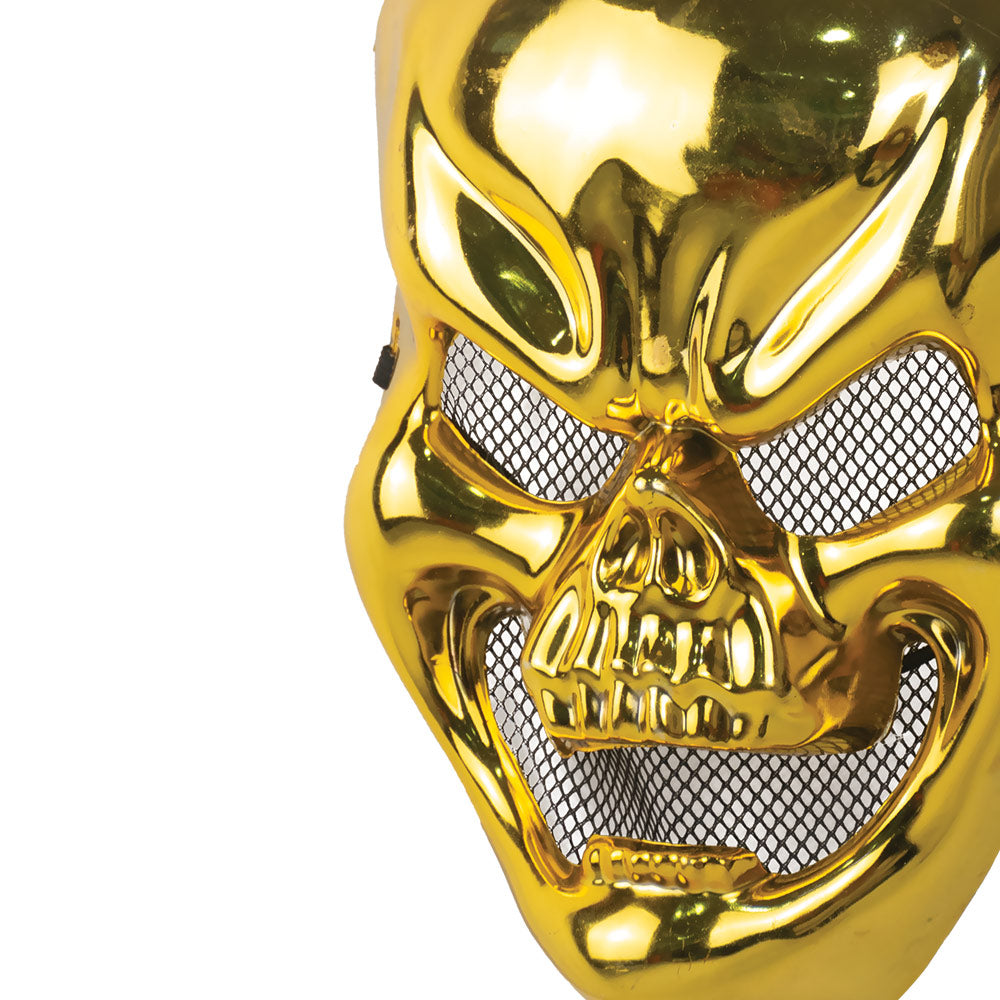 Mad Toys Spooky Metallic Gold Skull Mask Halloween Costume Accessories