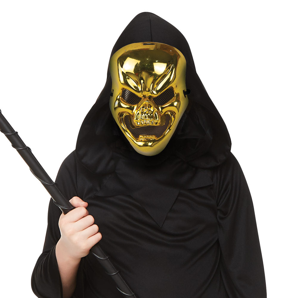 Mad Toys Spooky Metallic Gold Skull Mask Halloween Costume Accessories