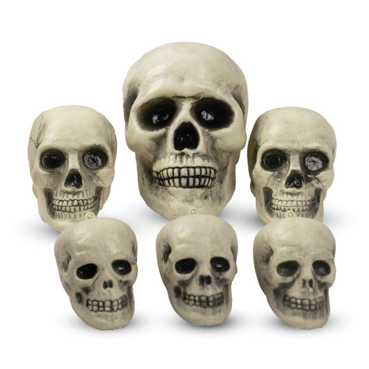 Mad Toys Creepy 6-Pieces Assorted Skulls Halloween Decoration