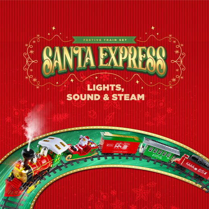 Mad Toys Santa Express Light-Up Xmas 5.35 Meters Train Set with Smoke & Sound