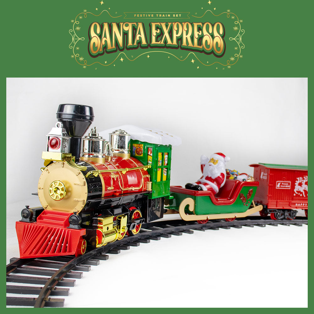 Mad Toys Santa Express Light-Up Xmas 5.35 Meters Train Set with Smoke & Sound