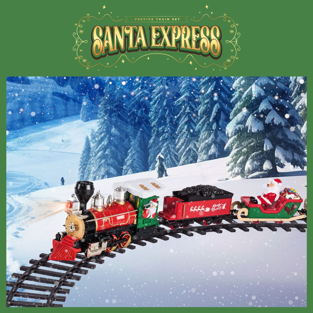 Mad Toys Santa Express Light-Up Xmas 5.35 Meters Train Set with Smoke & Sound