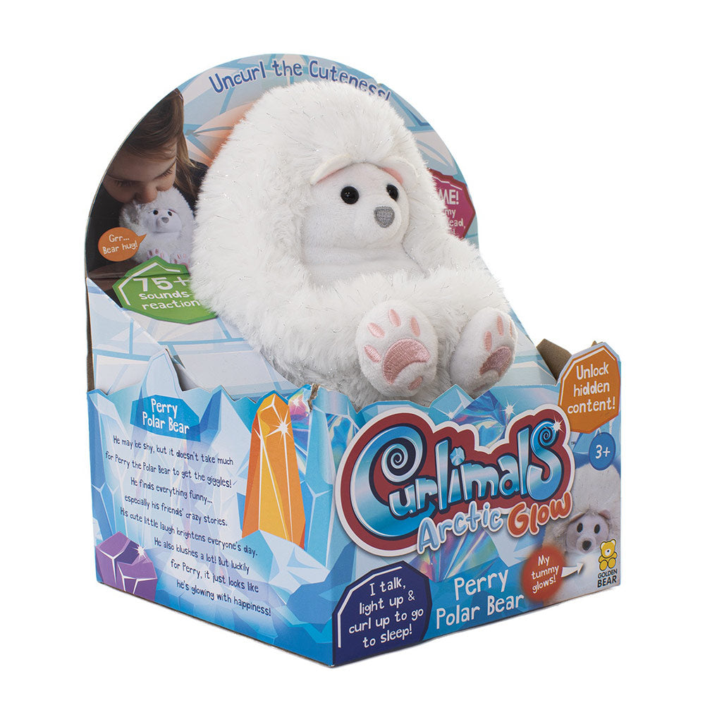 Curlimals Arctic Glow Perry Polar Bear Interactive Soft Toy With Over 75 Sounds and Reactions Responds to Touch with Lights Cuddly Fun Arctic Animal Gift For Girls and Boys Age 3+, White