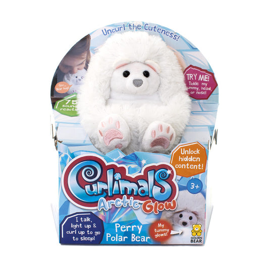 Curlimals Arctic Glow Perry Polar Bear Interactive Soft Toy With Over 75 Sounds and Reactions Responds to Touch with Lights Cuddly Fun Arctic Animal Gift For Girls and Boys Age 3+, White